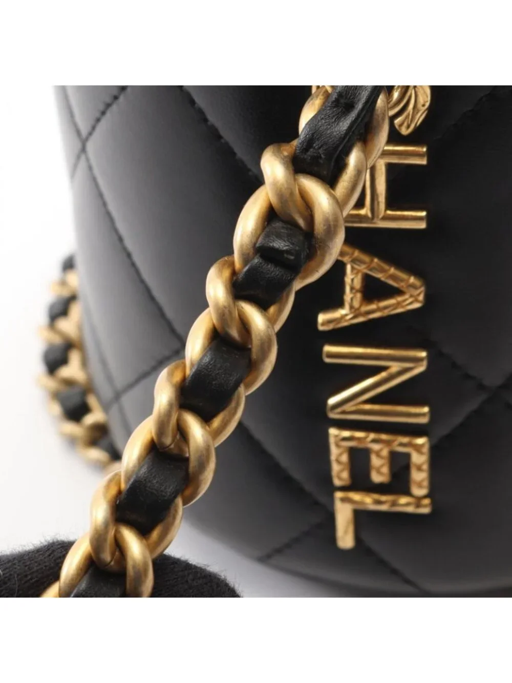 Chanel Shoulder Bag Quilted Black Lambskin Vanity Chain